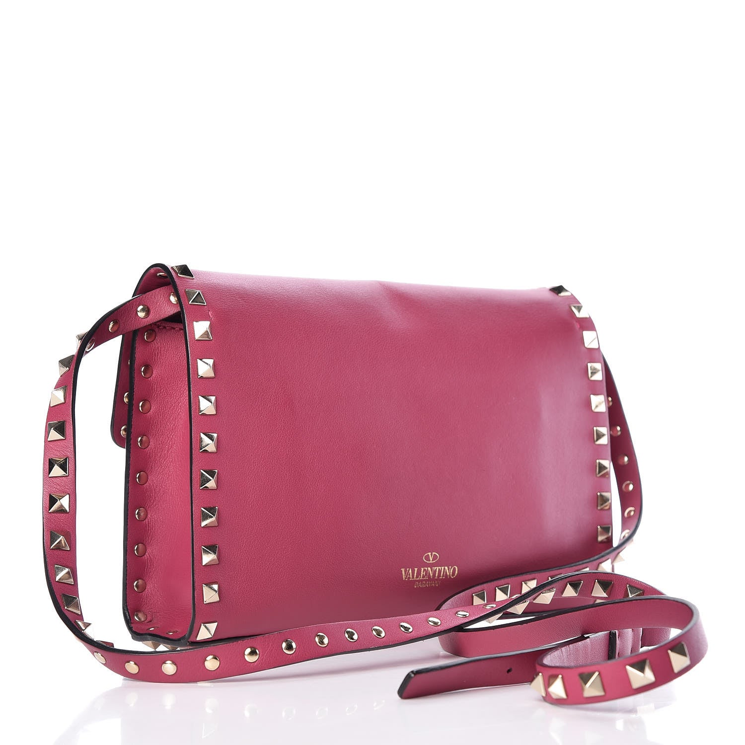 Valentino Garavani Vitello Medium Rockstud Flip Lock Crossbody Bag Fuchsia 3 of 10