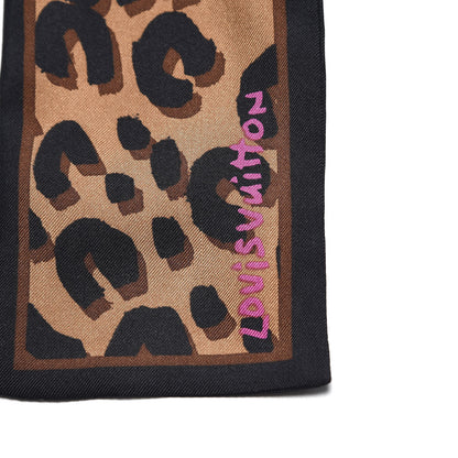 Louis Vuitton Silk Leopard Bandeau Scarf Marron 4 of 4