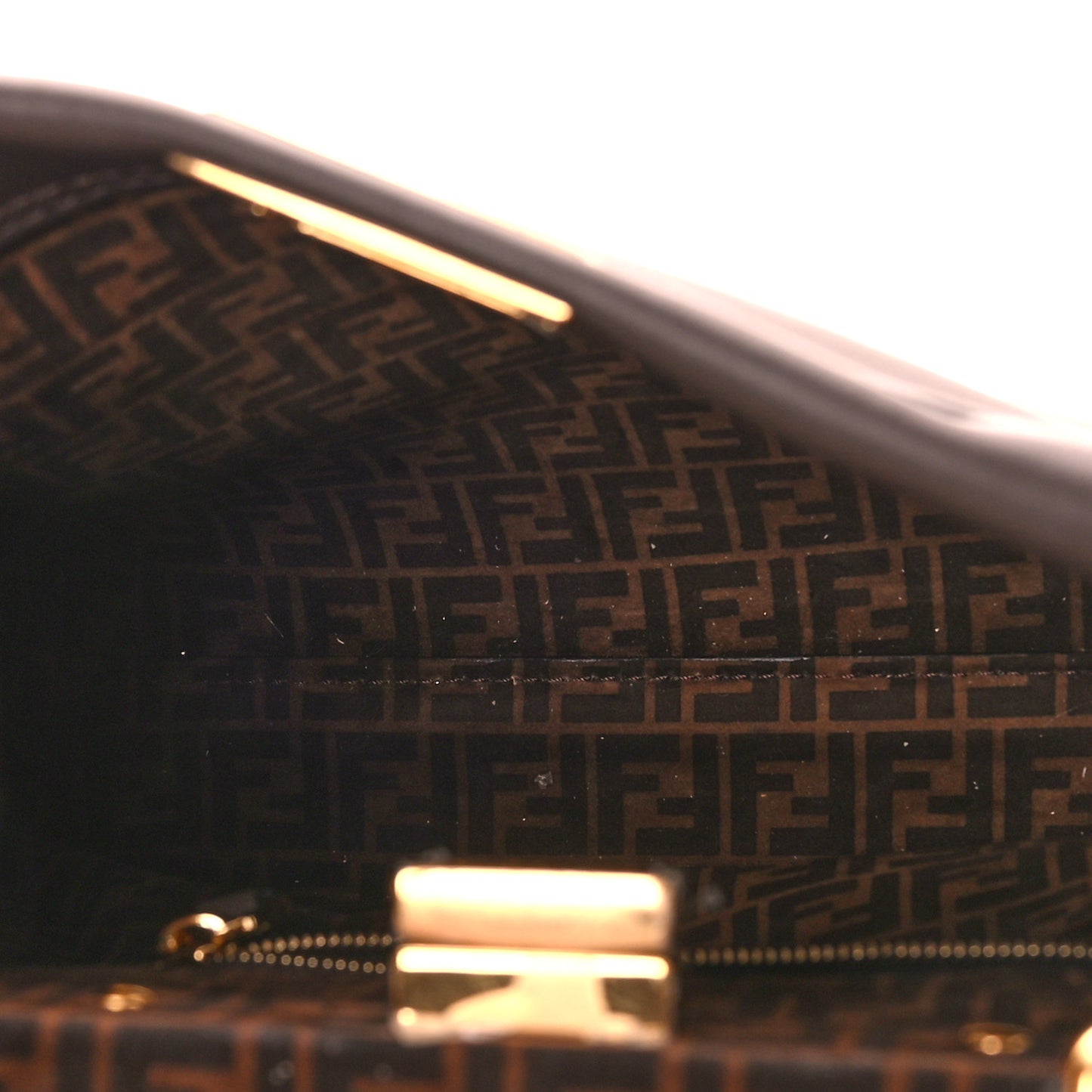 Vitello Seta Suede FF Mini Peekaboo Iconic Satchel Chocolate Sigaro Marrone