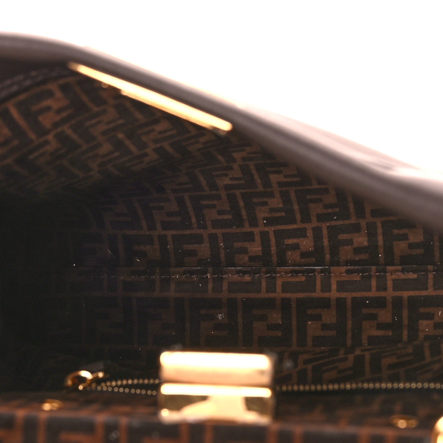 Fendi Vitello Seta Suede FF Mini Peekaboo Iconic Satchel Chocolate Sigaro Marrone 6 of 11