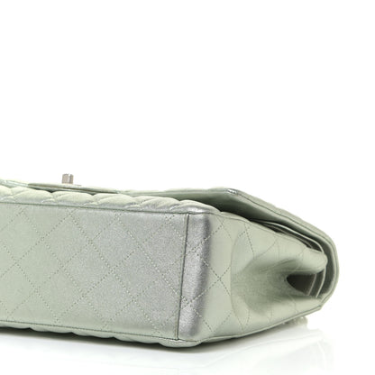 Chanel Metallic Lambskin Quilted Maxi Double Flap Green 6 of 14