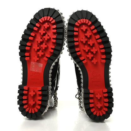 Christian Louboutin Glazed Fabric Quilted Calfskin Studded Chain Verdonna Boots 35.5 Black 5 of 6