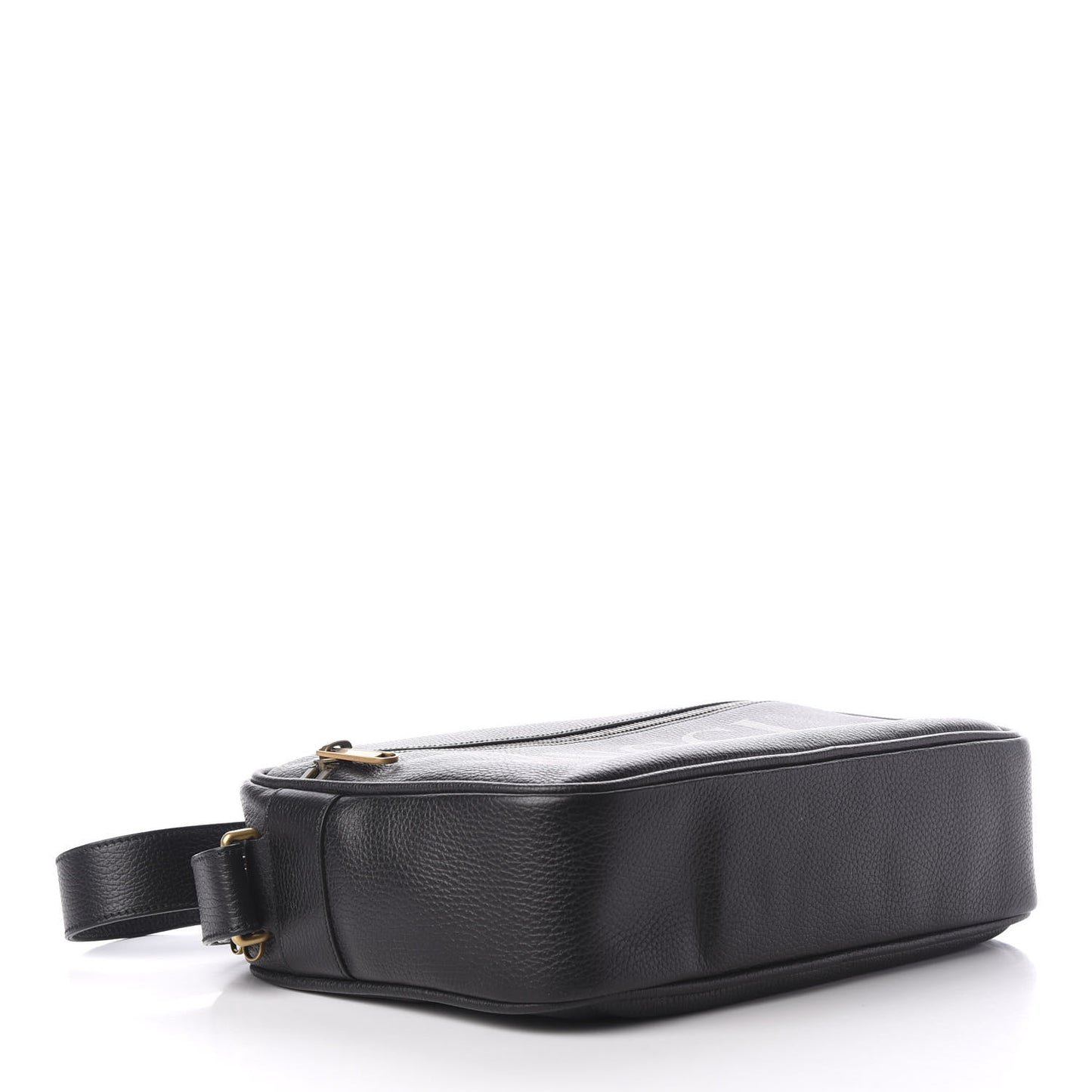 Pebbled Calfskin Logo Messenger Bag Black