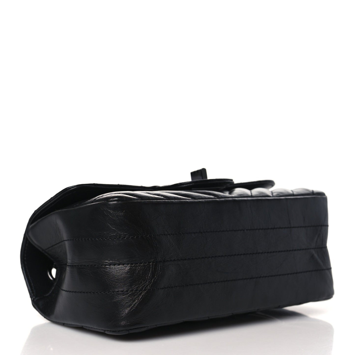 Aged Calfskin Chevron Quilted 2.55 Reissue Mini Flap So Black
