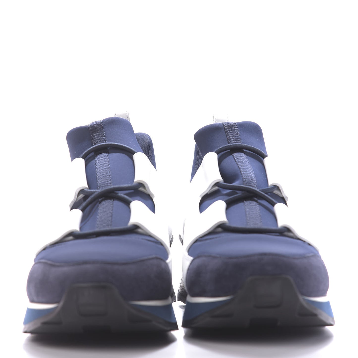 Technical Canvas Calfskin Goatskin Womens Player Sneakers 38.5 Marine White Black