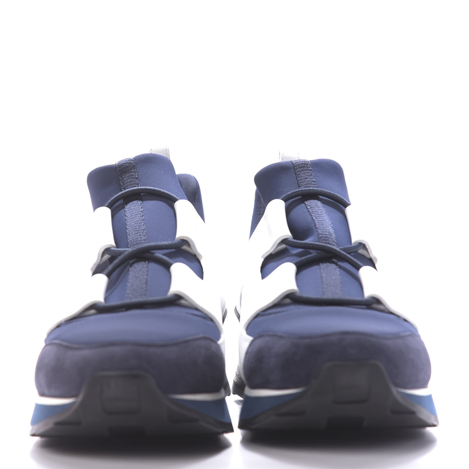 Hermes Technical Canvas Calfskin Goatskin Womens Player Sneakers 38.5 Marine White Black 2 of 12