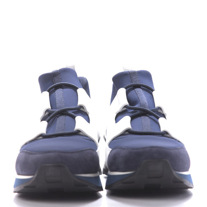 Hermes Technical Canvas Calfskin Goatskin Womens Player Sneakers 38.5 Marine White Black 2 of 12
