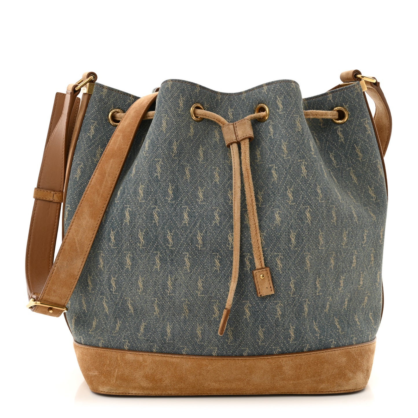 Canvas All-Over Monogram Bucket Bag Denim