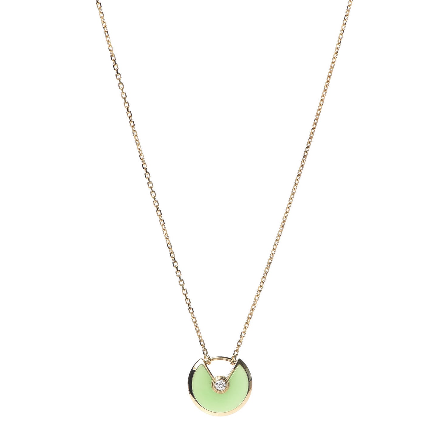 18K Yellow Gold Diamond Chrysoprase XS Amulette de Cartier Pendant Necklace