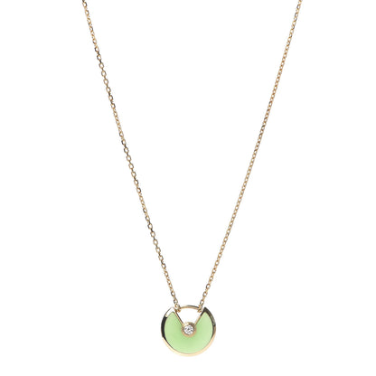 Cartier 18K Yellow Gold Diamond Chrysoprase XS Amulette de Cartier Pendant Necklace 1 of 5