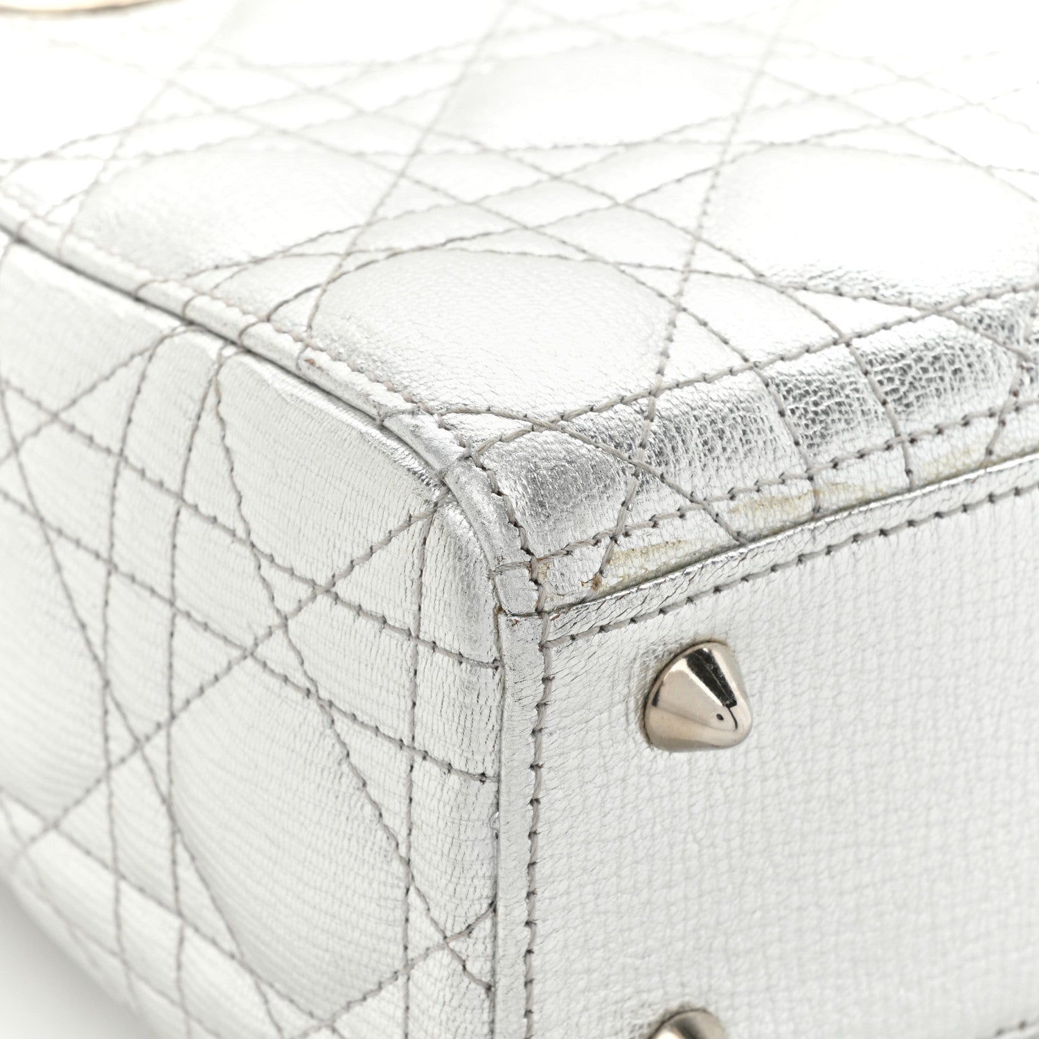 Christian Dior Metallic Grained Calfskin Cannage Small Lucky Badges My Lady Dior Silver 13 of 17