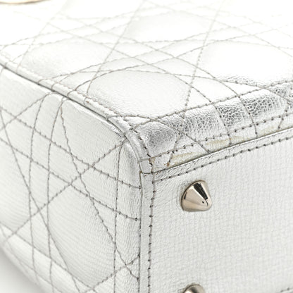 Christian Dior Metallic Grained Calfskin Cannage Small Lucky Badges My Lady Dior Silver 13 of 17