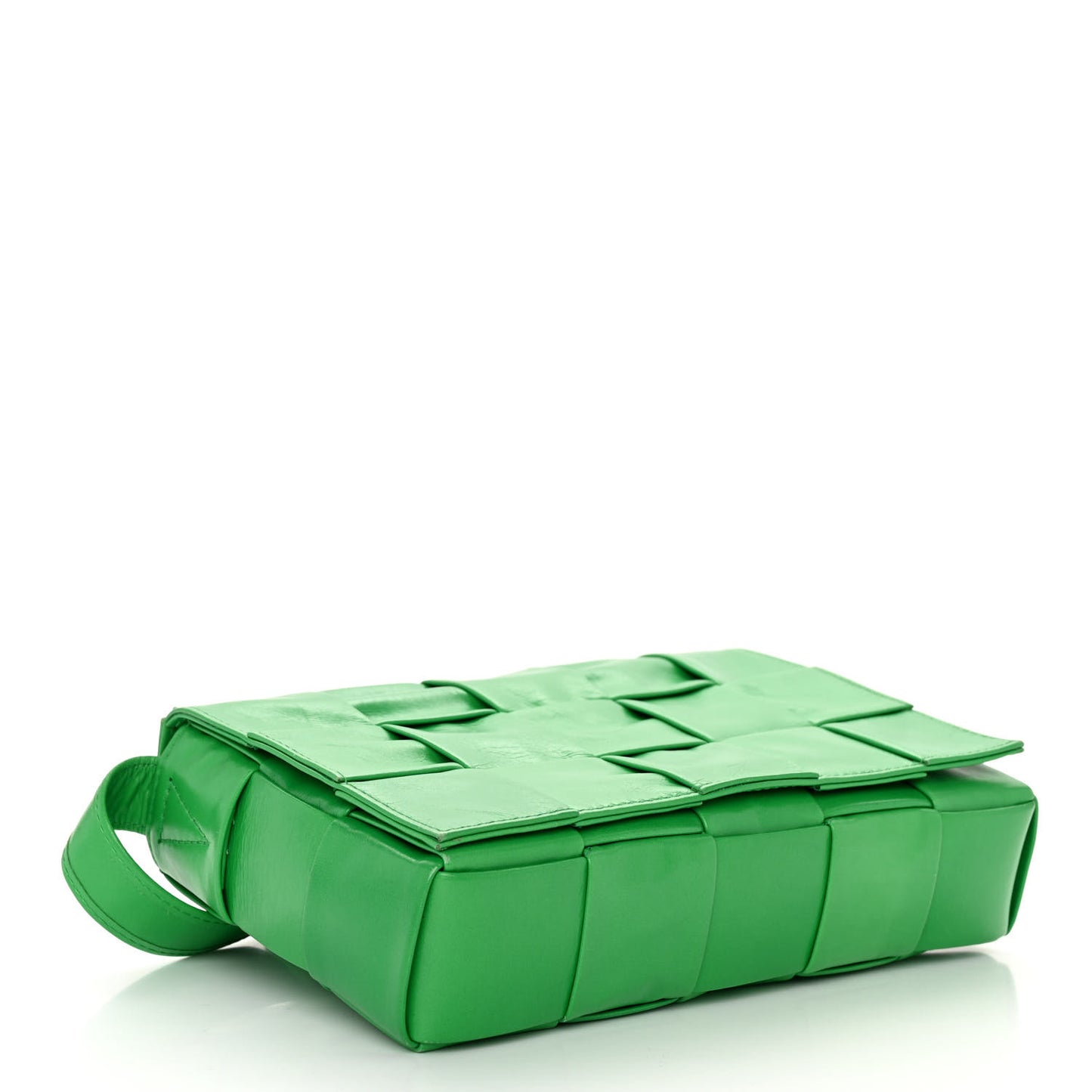 Paper Calfskin Maxi Intreccio Cassette Crossbody Bag Grass