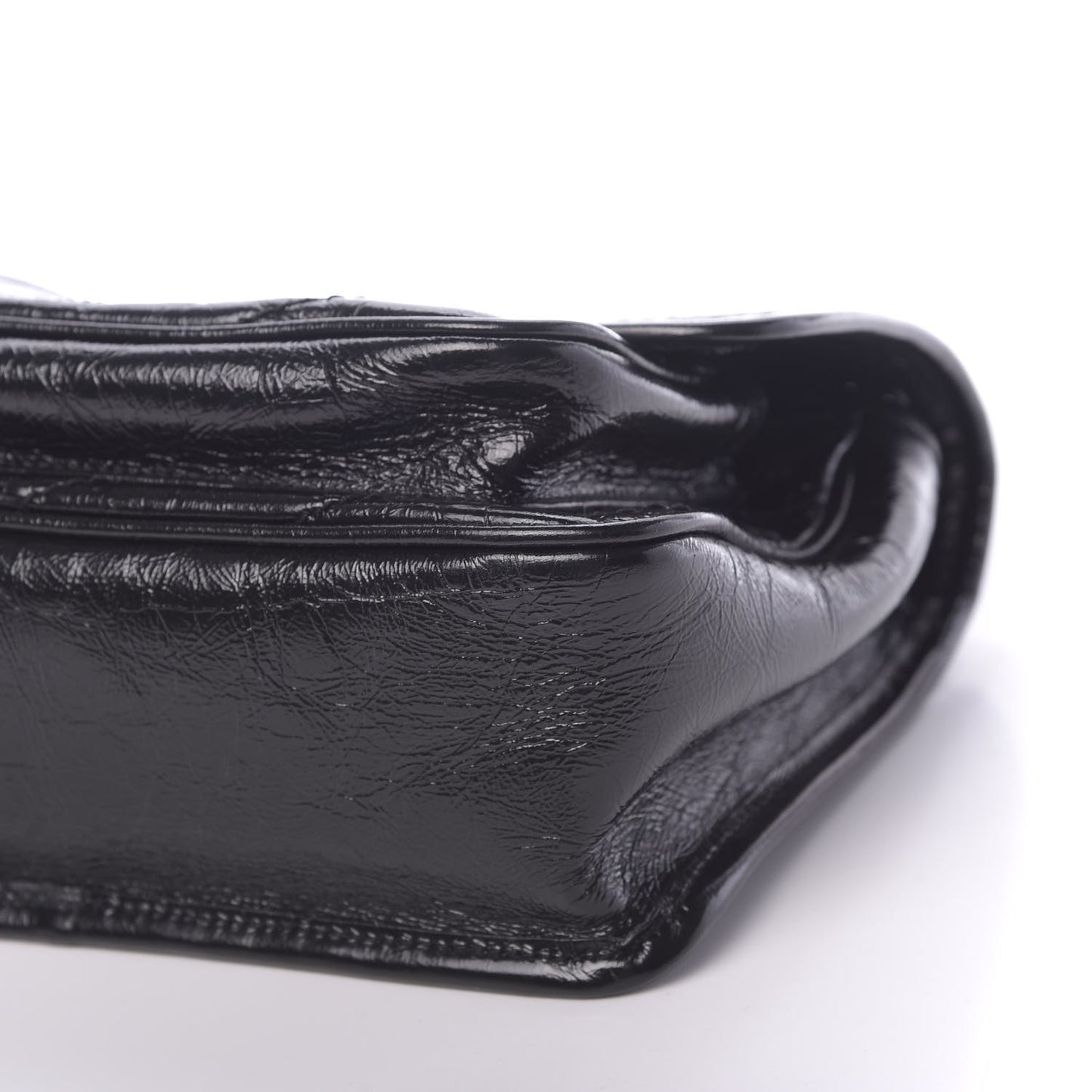 Crinkled Calfskin Matelasse Monogram Baby Niki Chain Satchel Black
