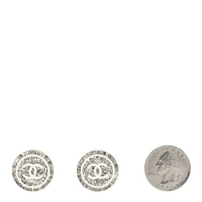 Chanel Resin Glitter CC Earrings White Silver 5 of 8
