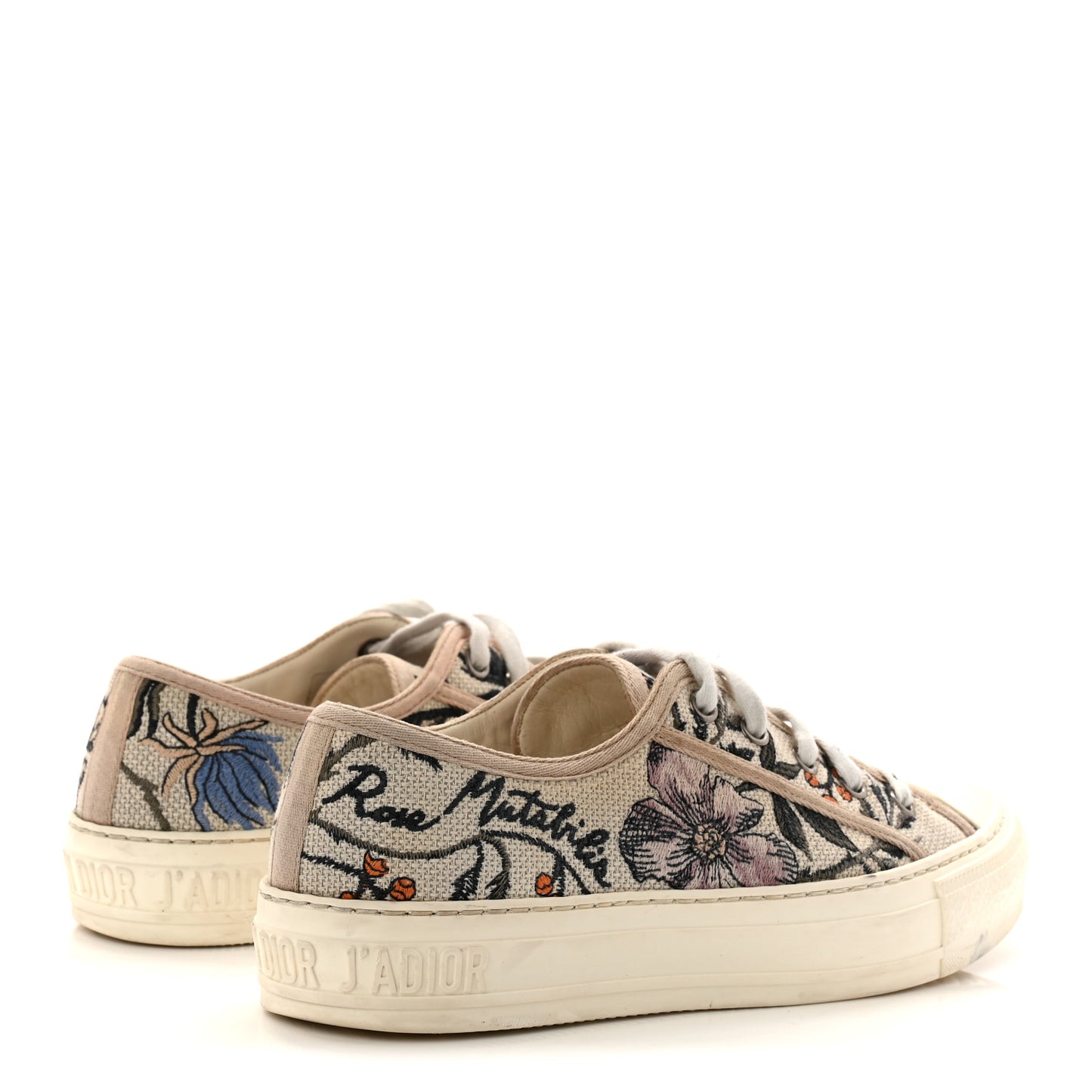 Canvas Floral Embroidered Womens Walk'N'Dior Low Top Sneakers 37.5 Multicolor