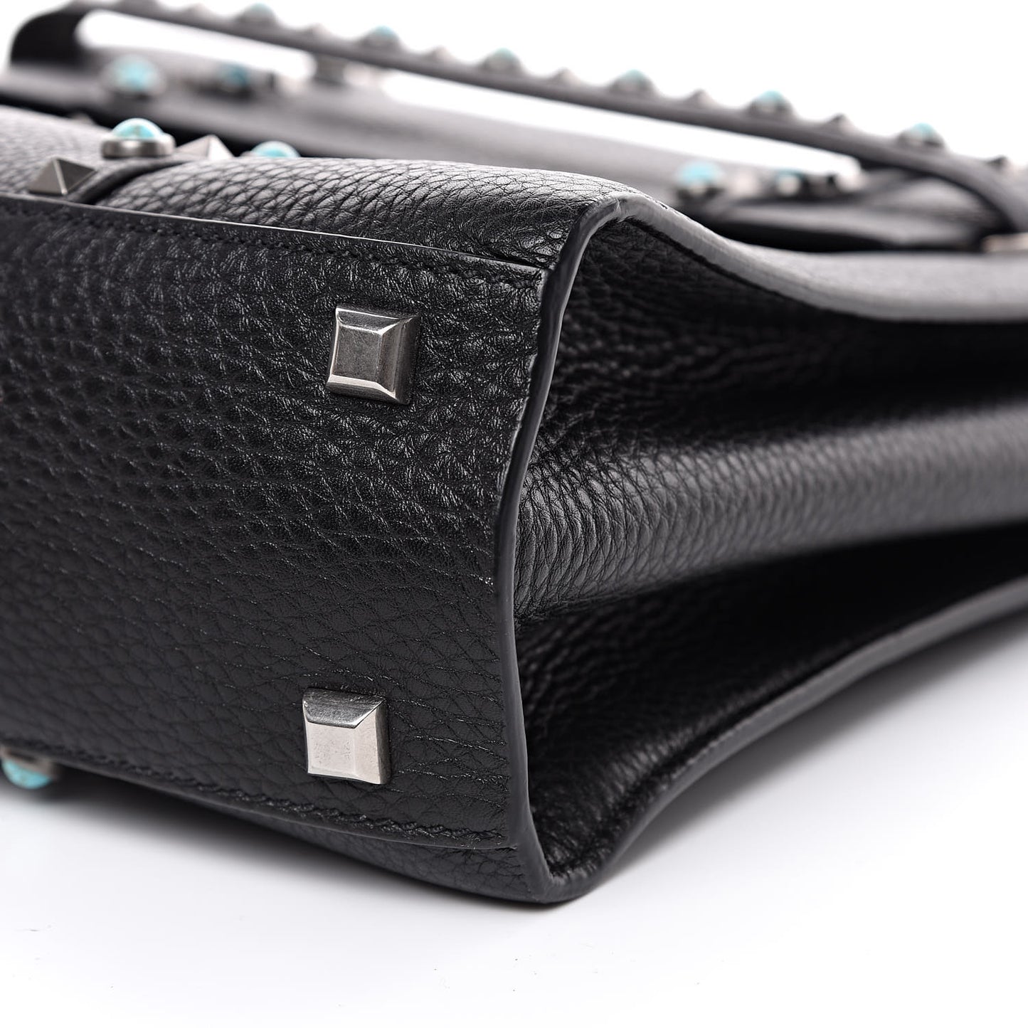 Alce Calfskin My Rockstud Rolling Frame Bag Black