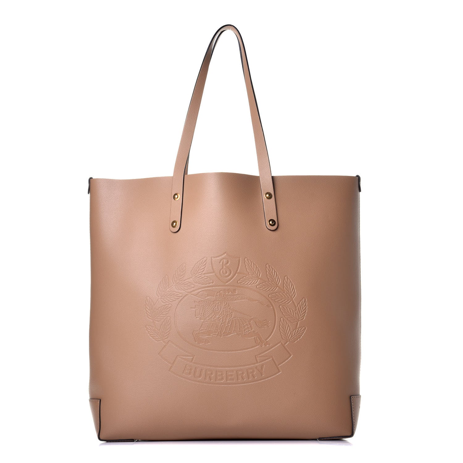 Burberry Calfskin Embossed Crest Large Tote Light Camel 1 of 8