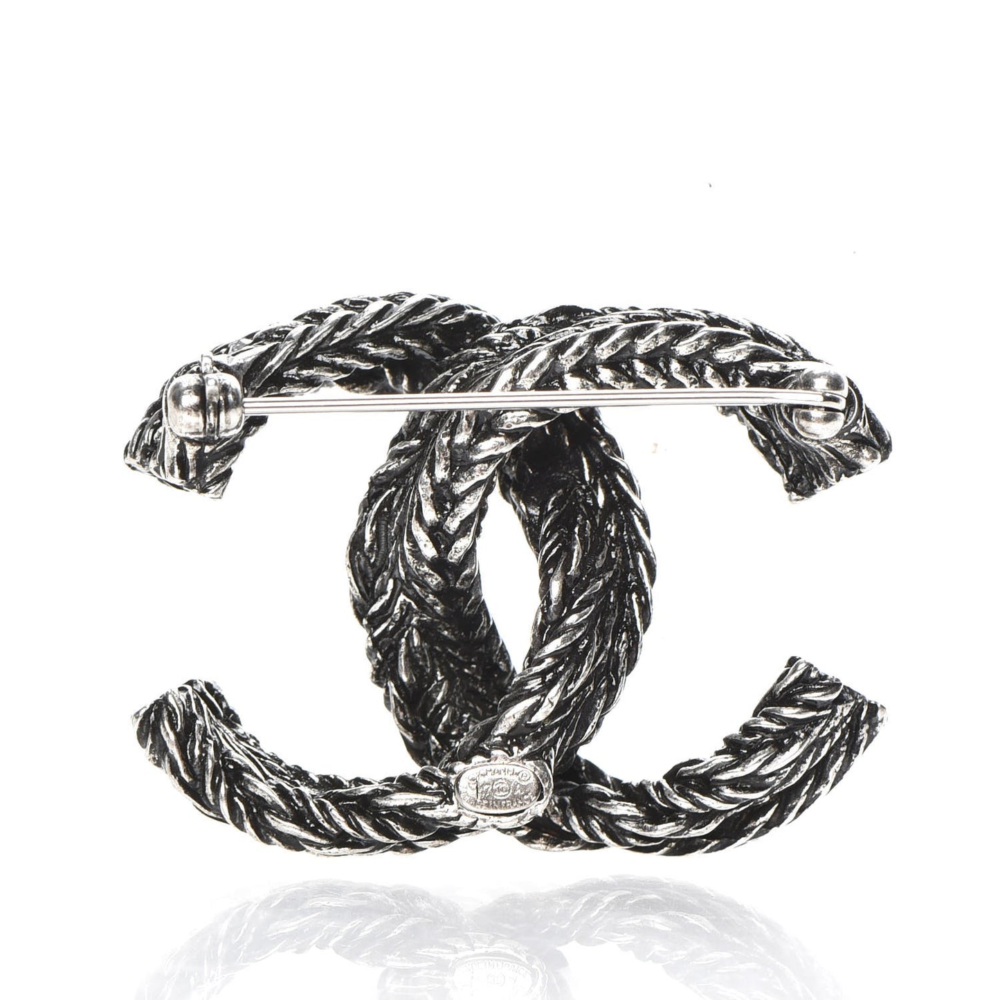 Crystal Ruthenium Braided CC Brooch