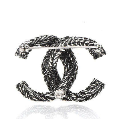 Chanel Crystal Ruthenium Braided CC Brooch 4 of 6