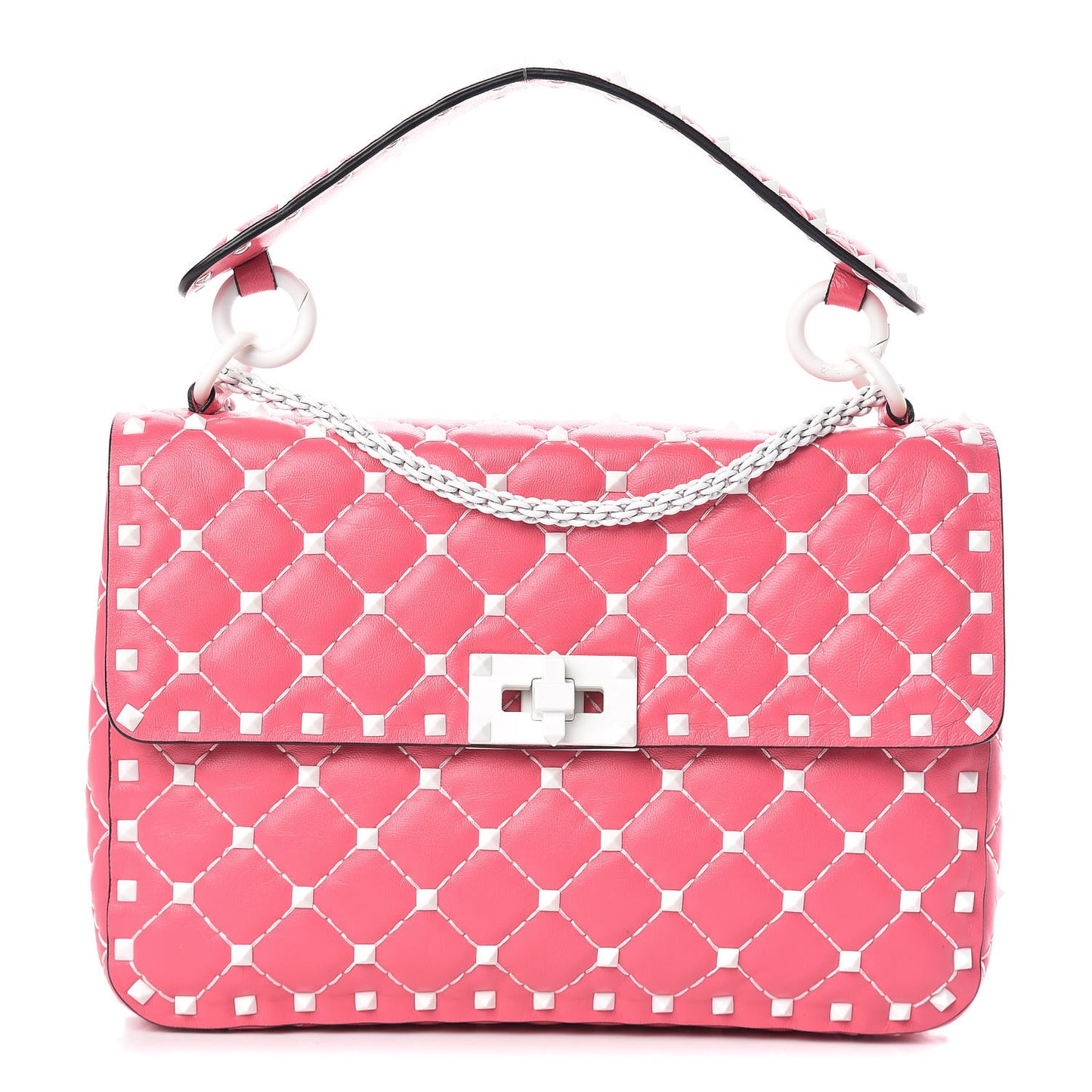 Lambskin Medium Free Rockstud Spike Shoulder Bag Shadow Pink