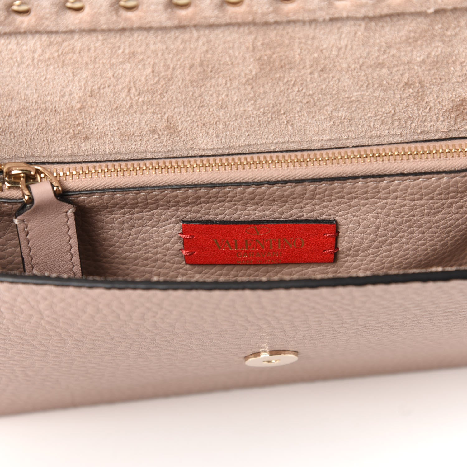 Valentino Garavani Pebble Calfskin Rockstud Side Slip Wristlet Clutch Poudre 8 of 9