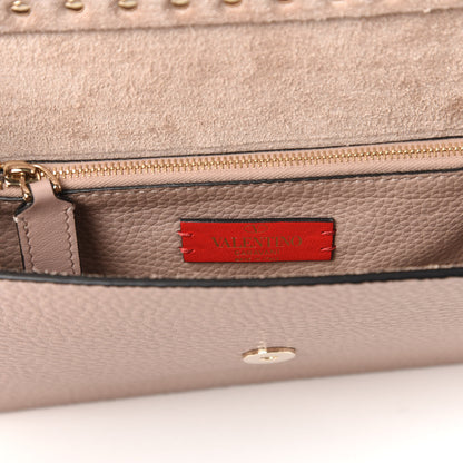 Valentino Garavani Pebble Calfskin Rockstud Side Slip Wristlet Clutch Poudre 8 of 9