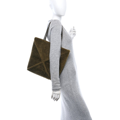 Loewe Shearling Medium Puzzle Fold Tote Dark Khaki 2 of 9