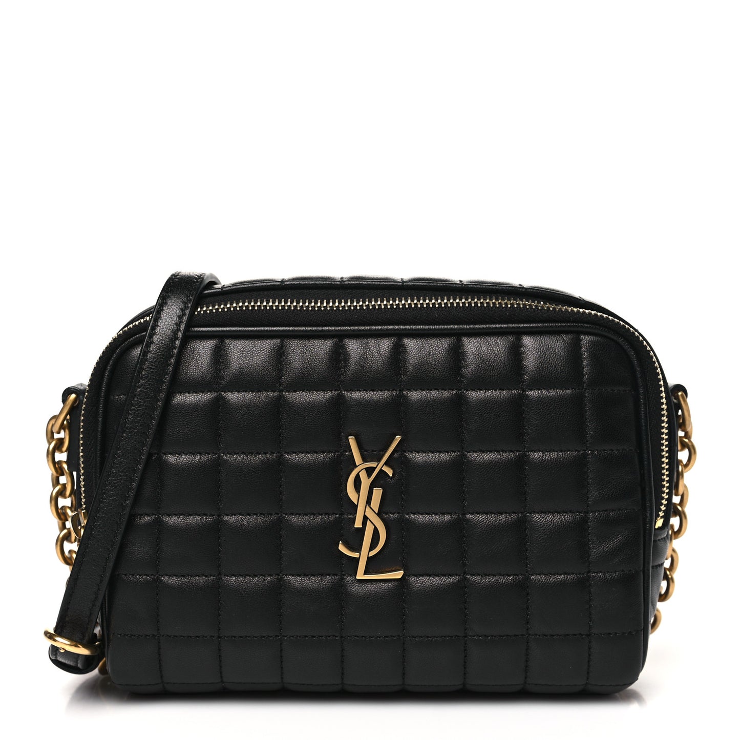 Lambskin Carre Quilted Cassandre Mini Camera Bag Black