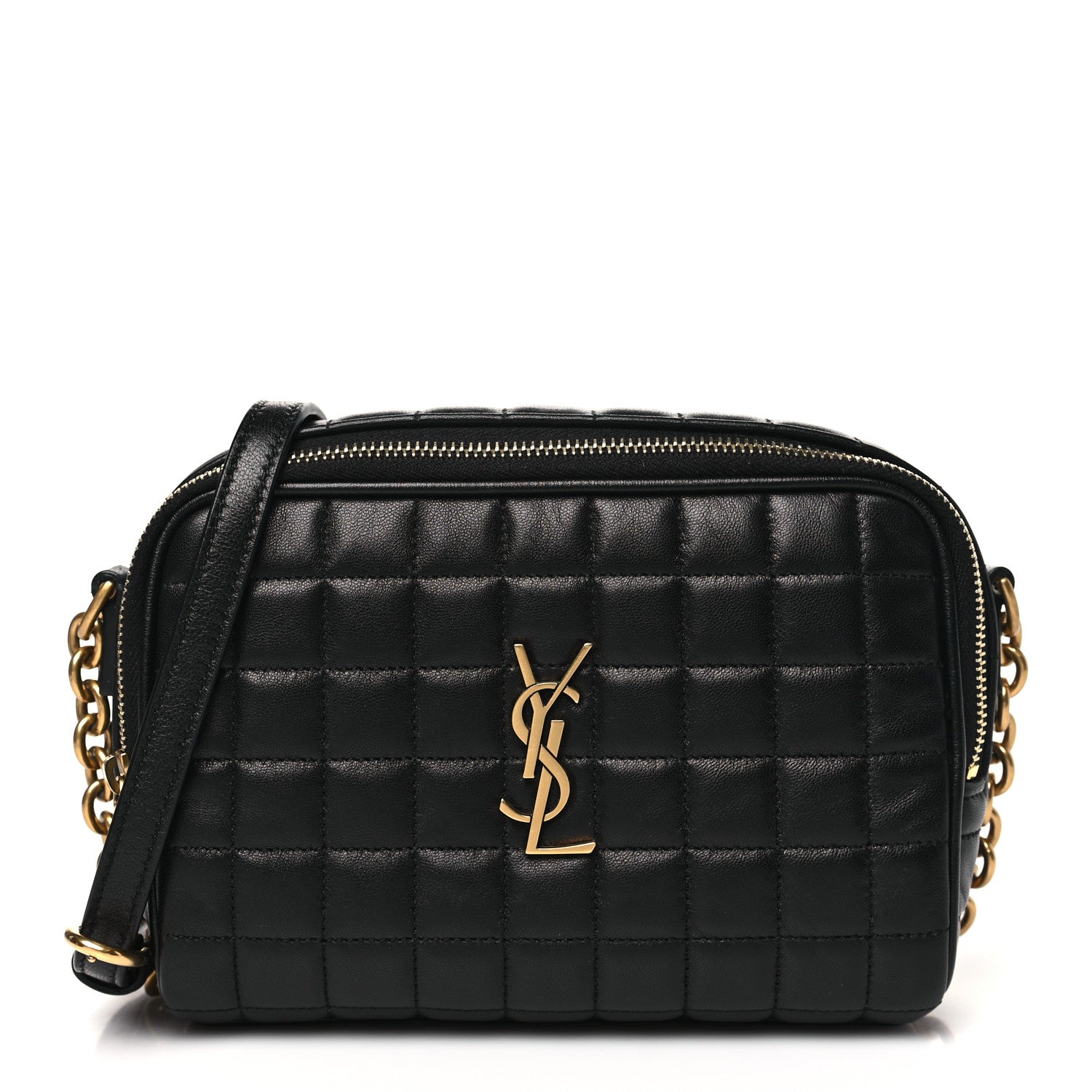 Saint Laurent Lambskin Carre Quilted Cassandre Mini Camera Bag Black 1 of 10
