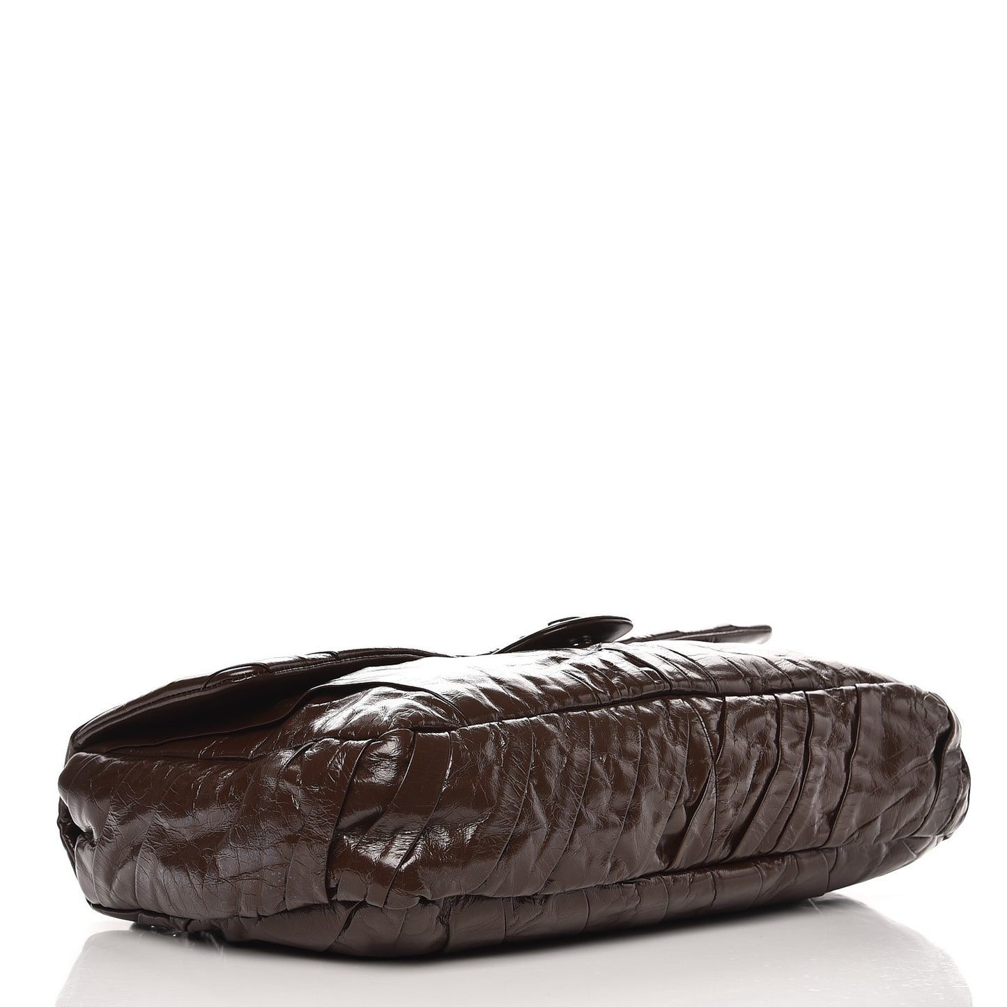 Glazed Calfskin Twisted Maxi Flap Brown