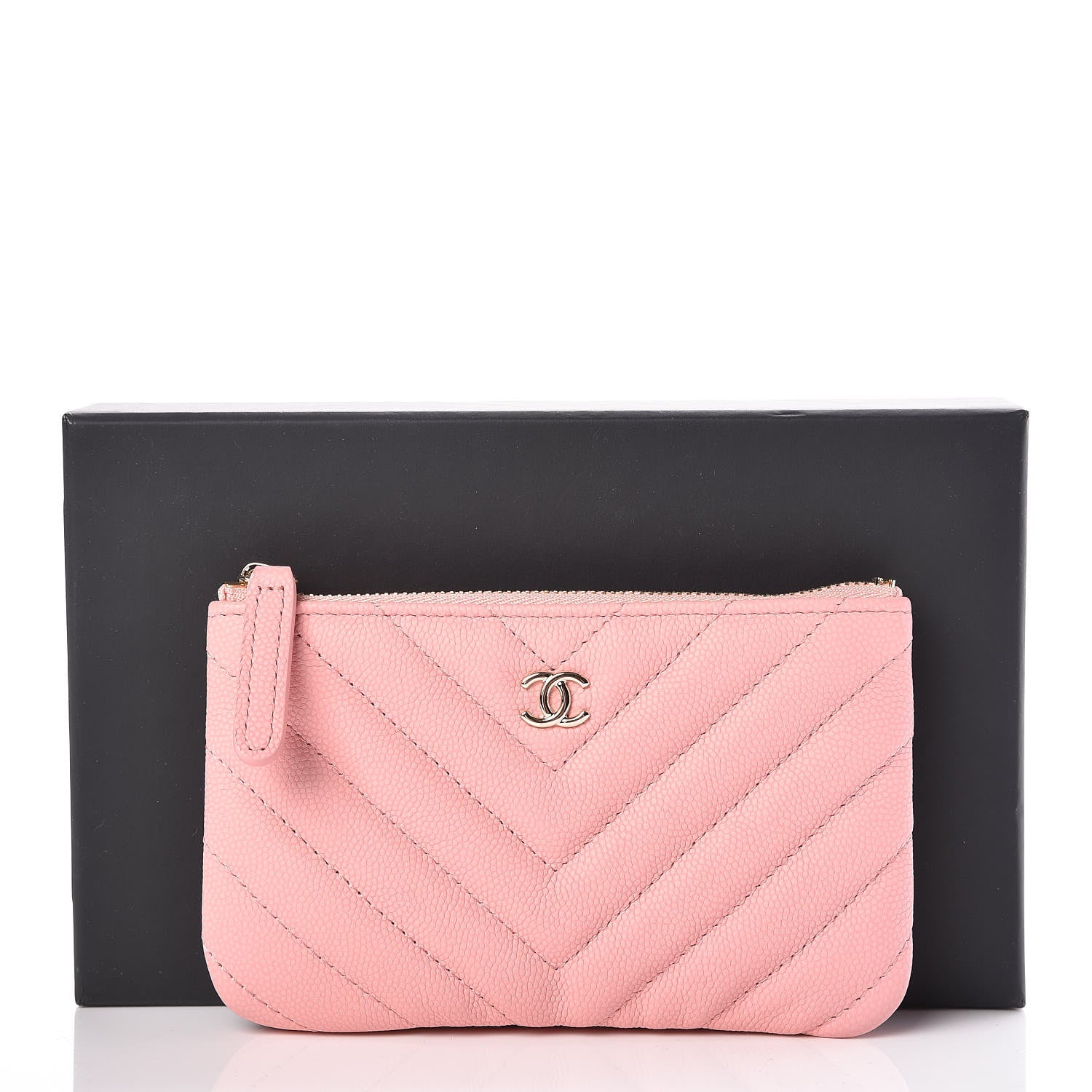 Chanel Caviar Chevron Quilted Small Cosmetic Case Pink 10 of 10