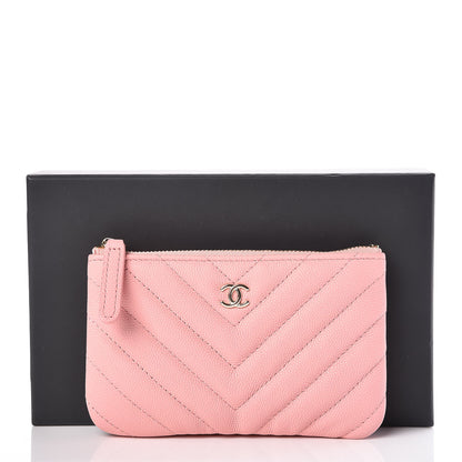 Chanel Caviar Chevron Quilted Small Cosmetic Case Pink 10 of 10