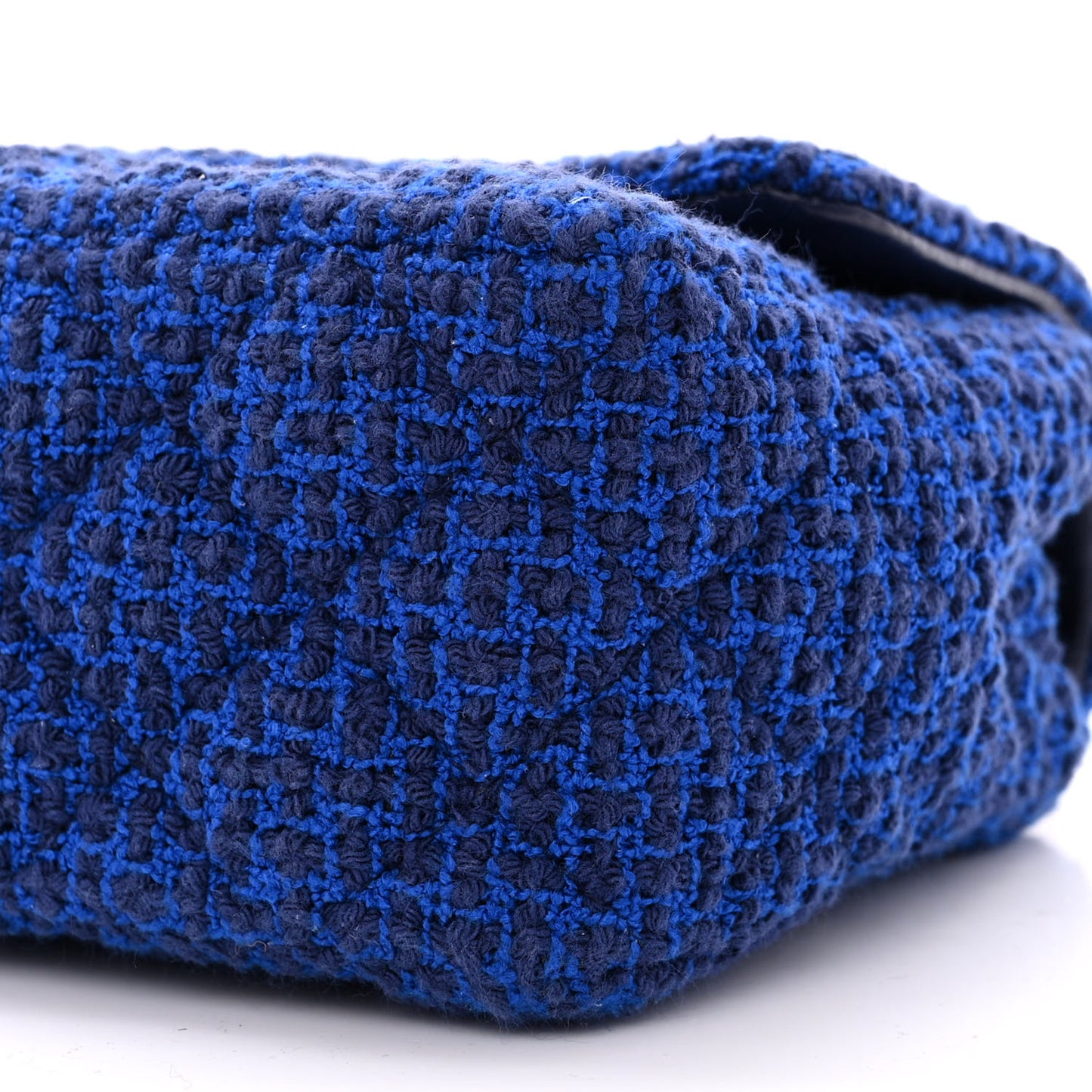 Tweed Quilted Mini Rectangular Flap Blue