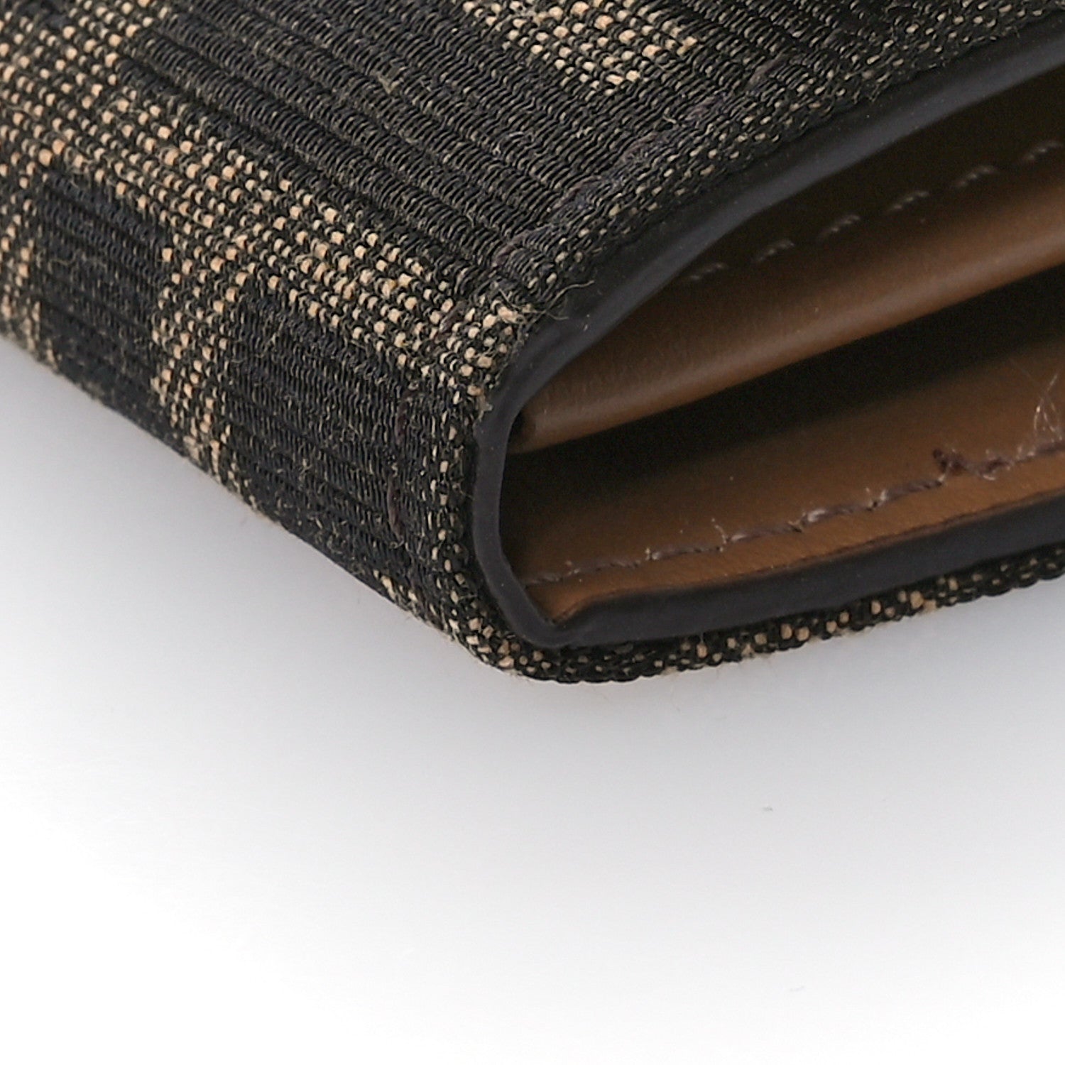 Fendi Fabric Jacquard FF 1974 Continental Wallet On Chain Tobacco Moro 9 of 10
