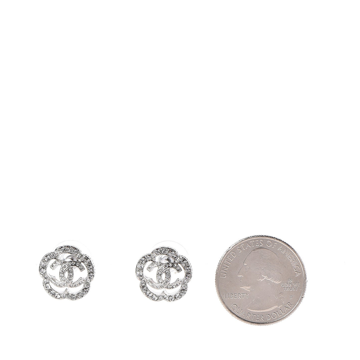 Crystal CC Camellia Earrings Silver