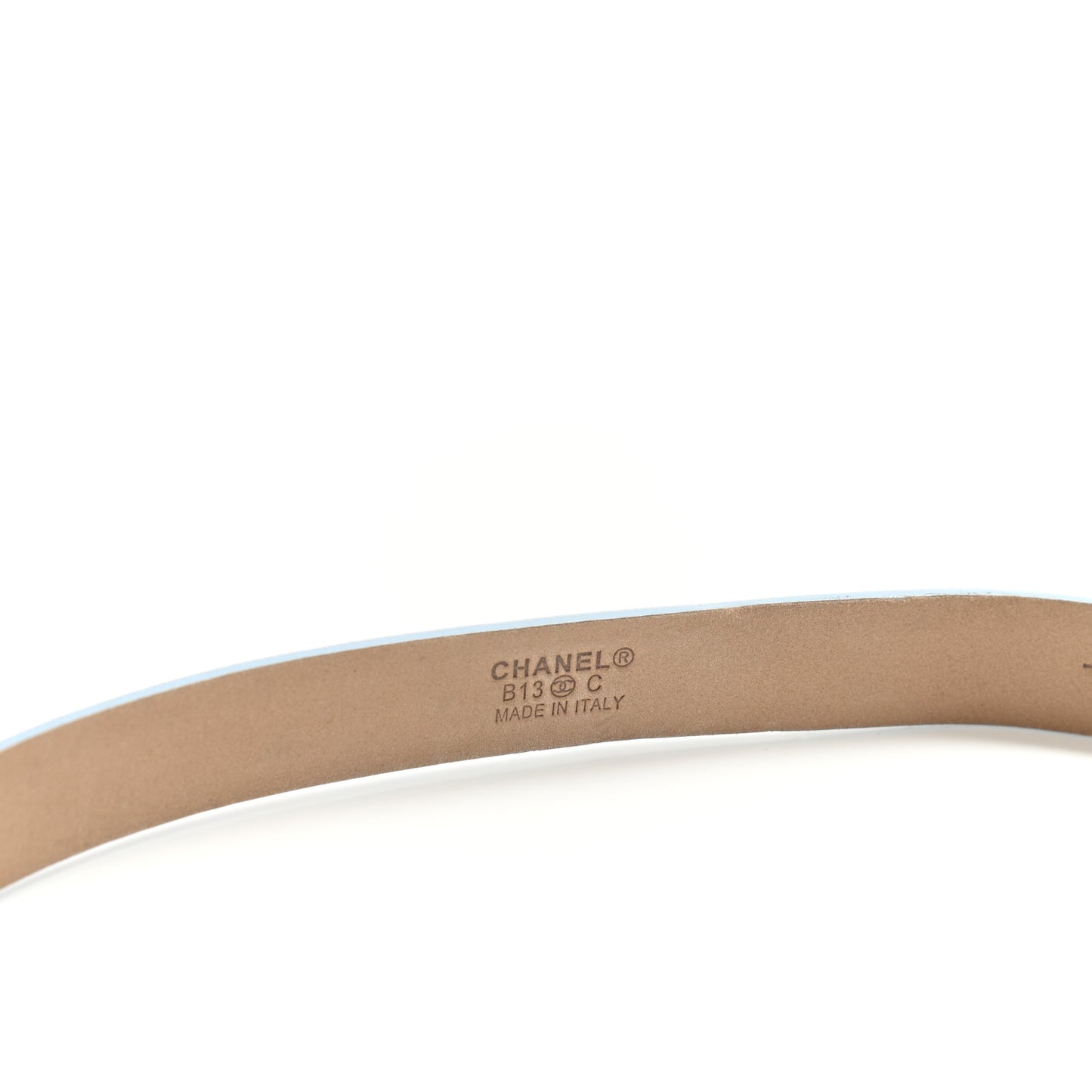 Lambskin CC Logo Skinny Belt 80 32 Light Blue
