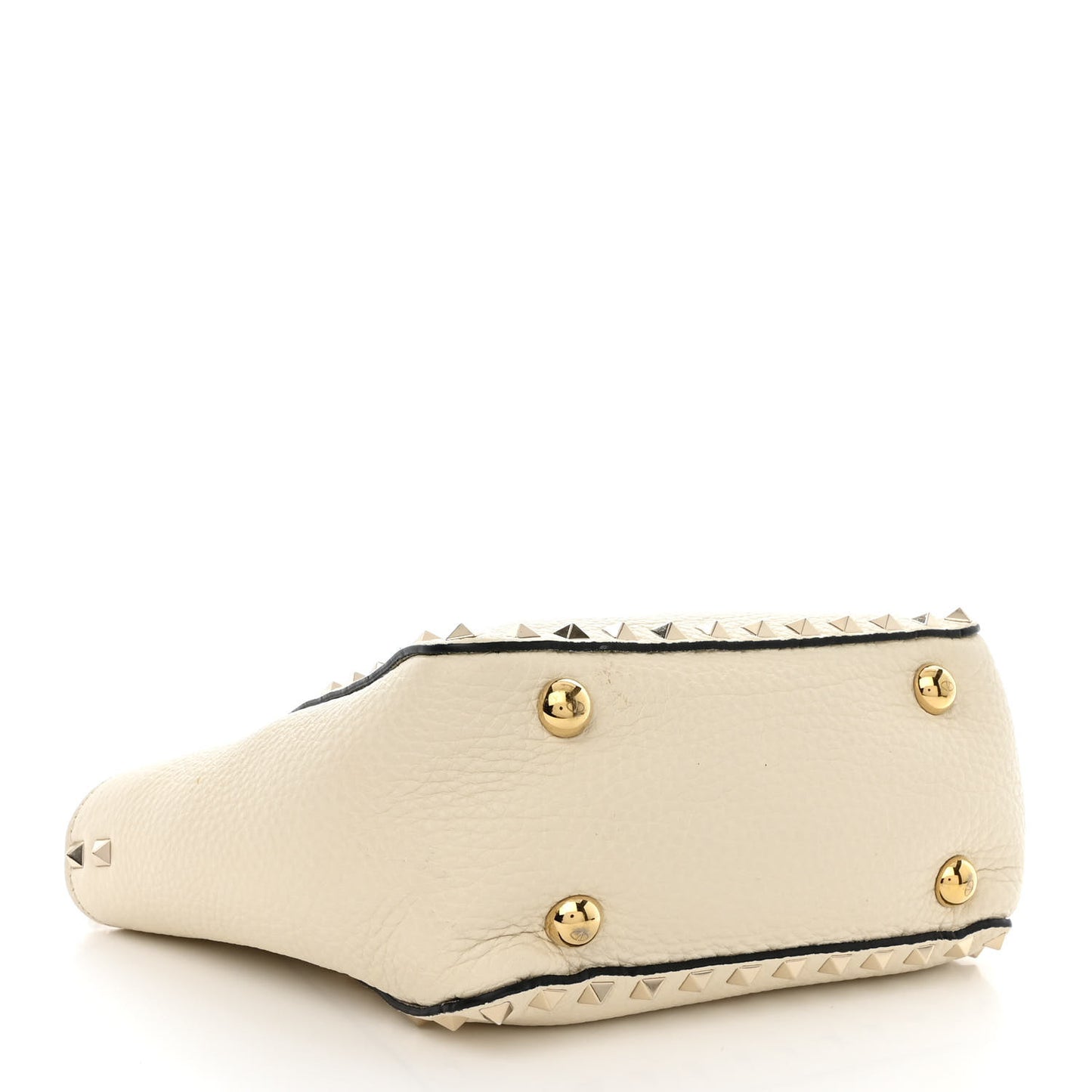 Pebbled Calfskin Mini Rockstud Tote Ivory