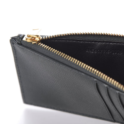 Saint Laurent Grain De Poudre Matelasse Chevron Monogram Fragments Zippered Card Case Dark Mint 7 of 8