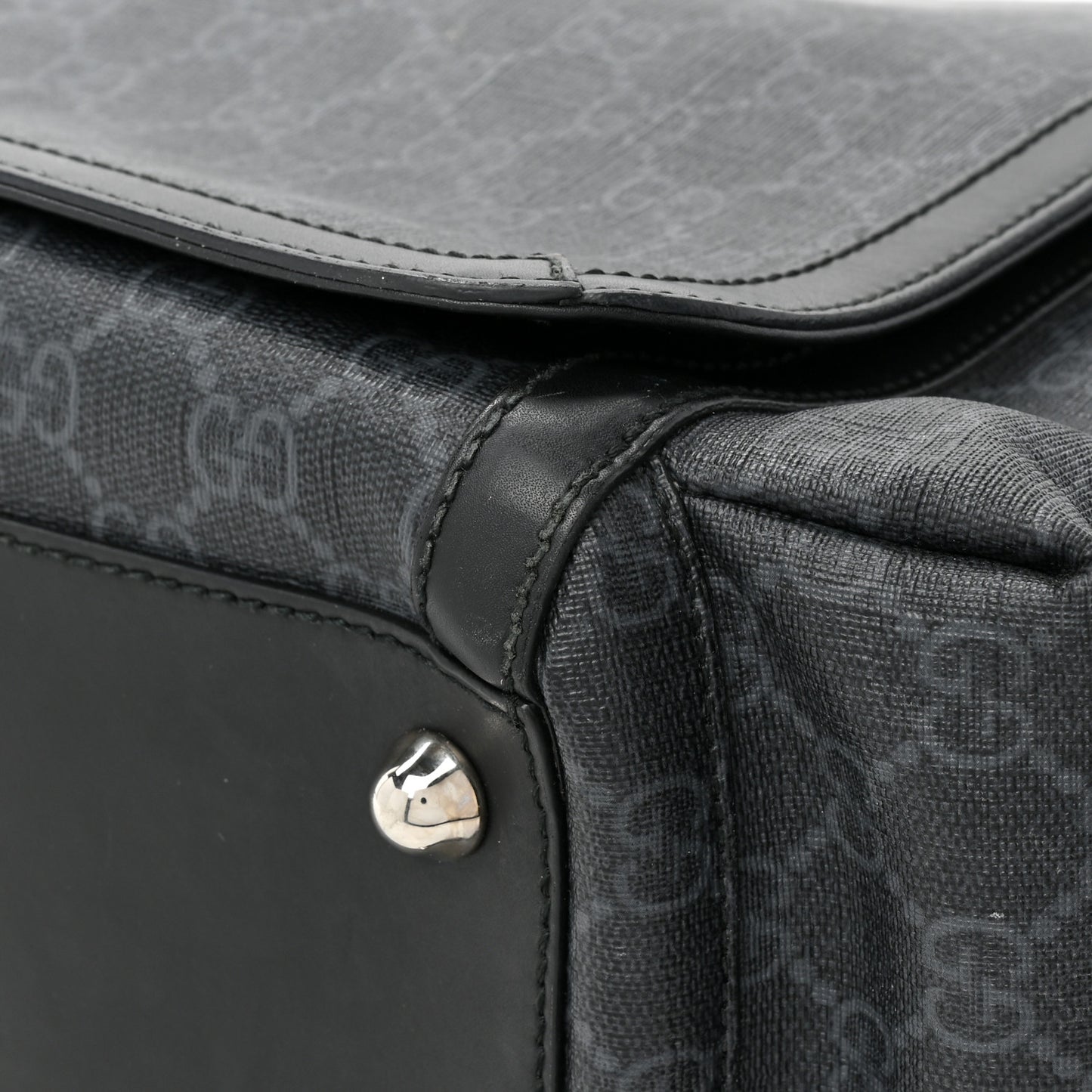 GG Supreme Monogram Web Messenger Diaper Bag Black Grey