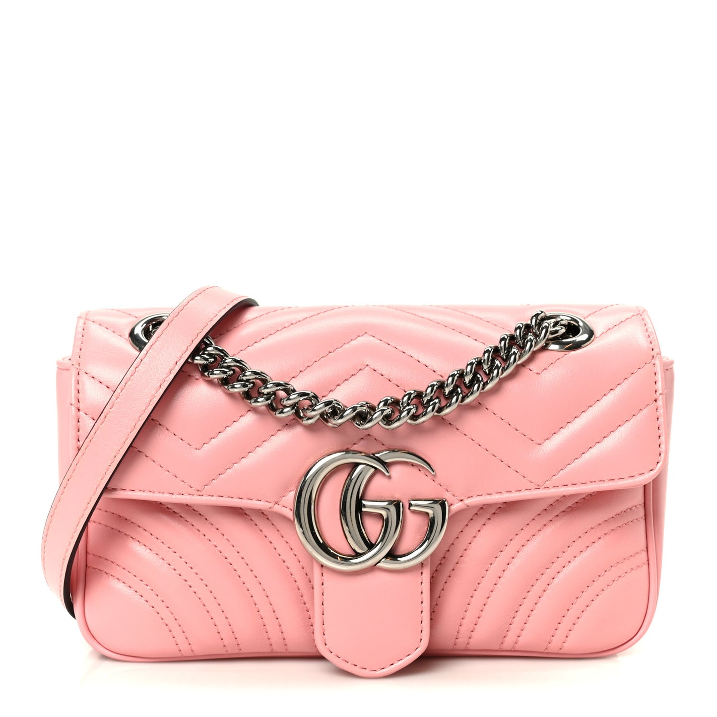 Calfskin Matelasse Mini GG Marmont Shoulder Bag Wild Rose