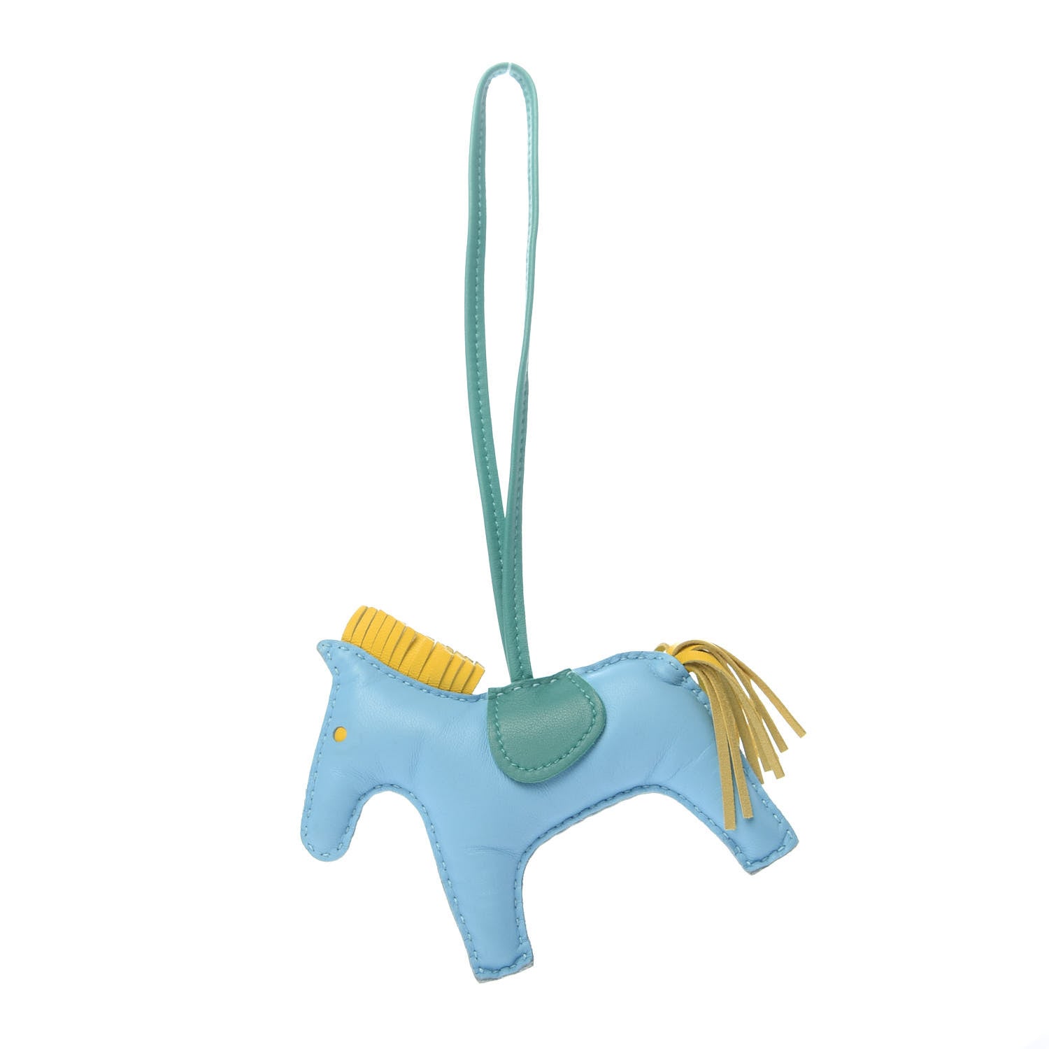 Hermes Milo Lambskin Grigri Rodeo Horse Bag Charm MM Celeste Jaune de Naples Vert Verone 1 of 5