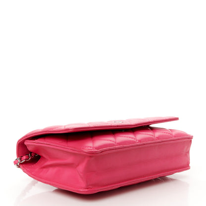 Chanel Lambskin Quilted Wallet On Chain WOC Dark Pink 4 of 11