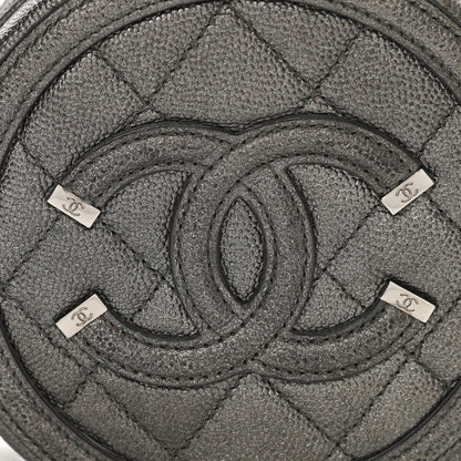 Chanel Metallic Caviar Quilted Round Filigree Crossbody Dark Silver 8 of 10