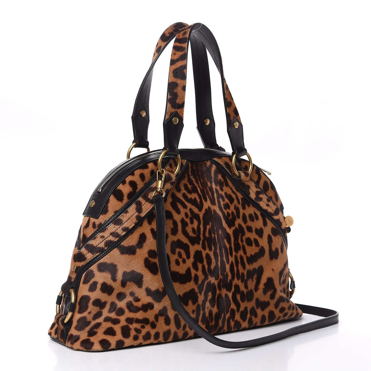 Calf Hair Leopard Print Large Fauve Black
