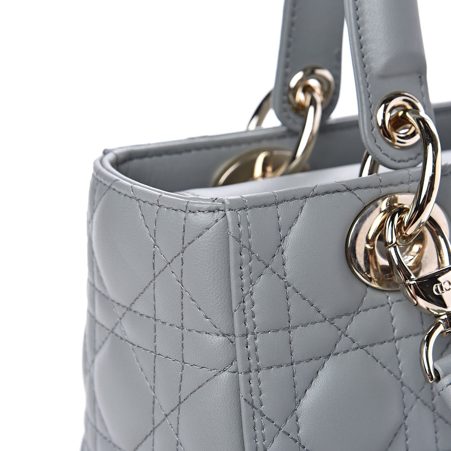 Christian Dior Lambskin Cannage Medium Lady Dior Grey 9 of 14