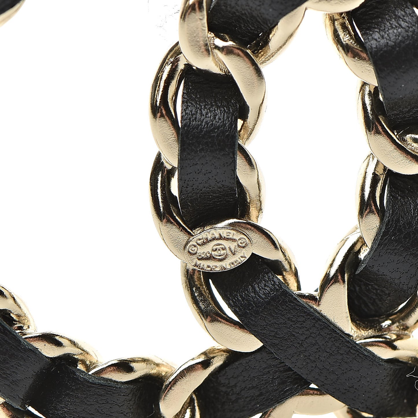 Lambskin Chain CC Brooch Black Gold