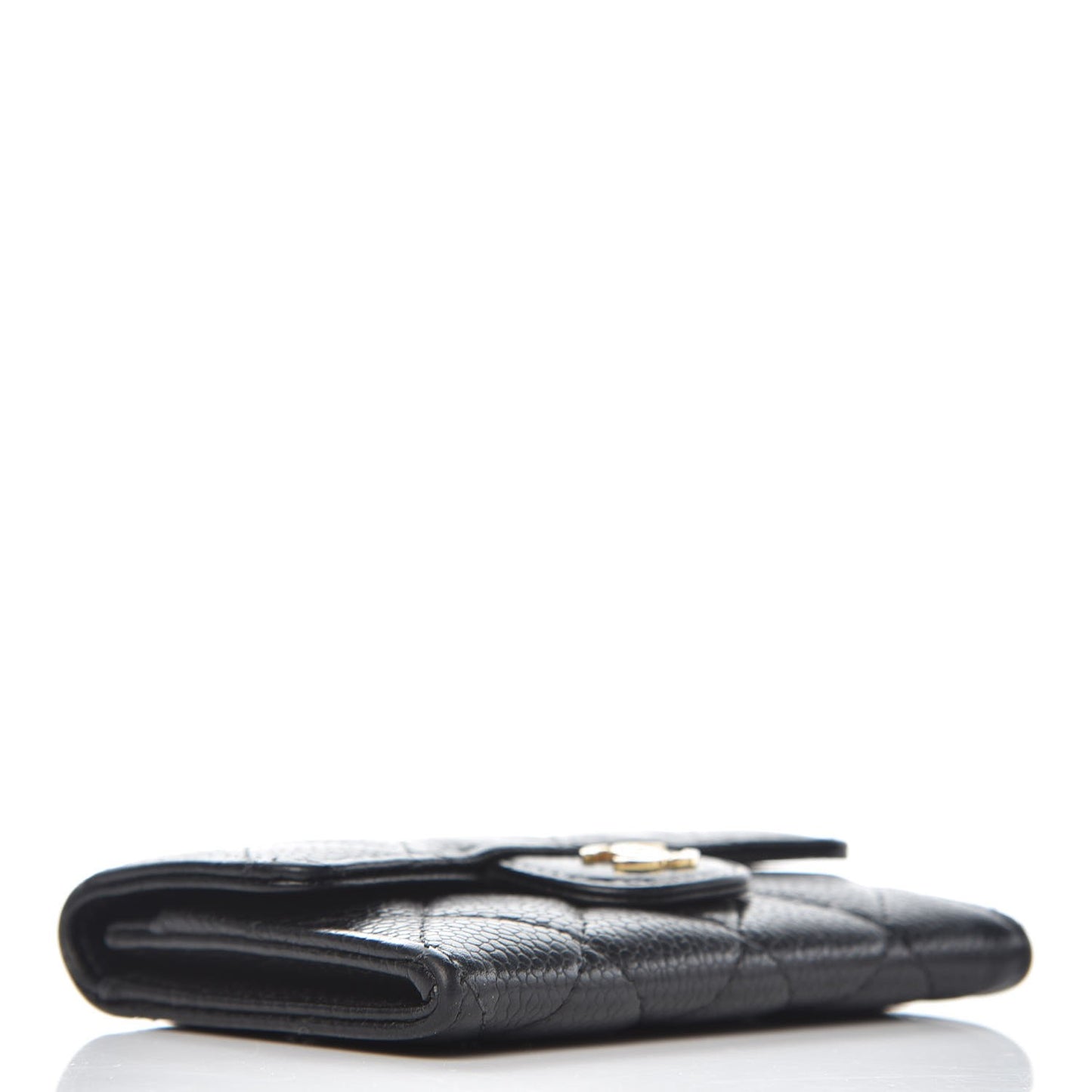 Caviar Quilted Flap Card Holder Black