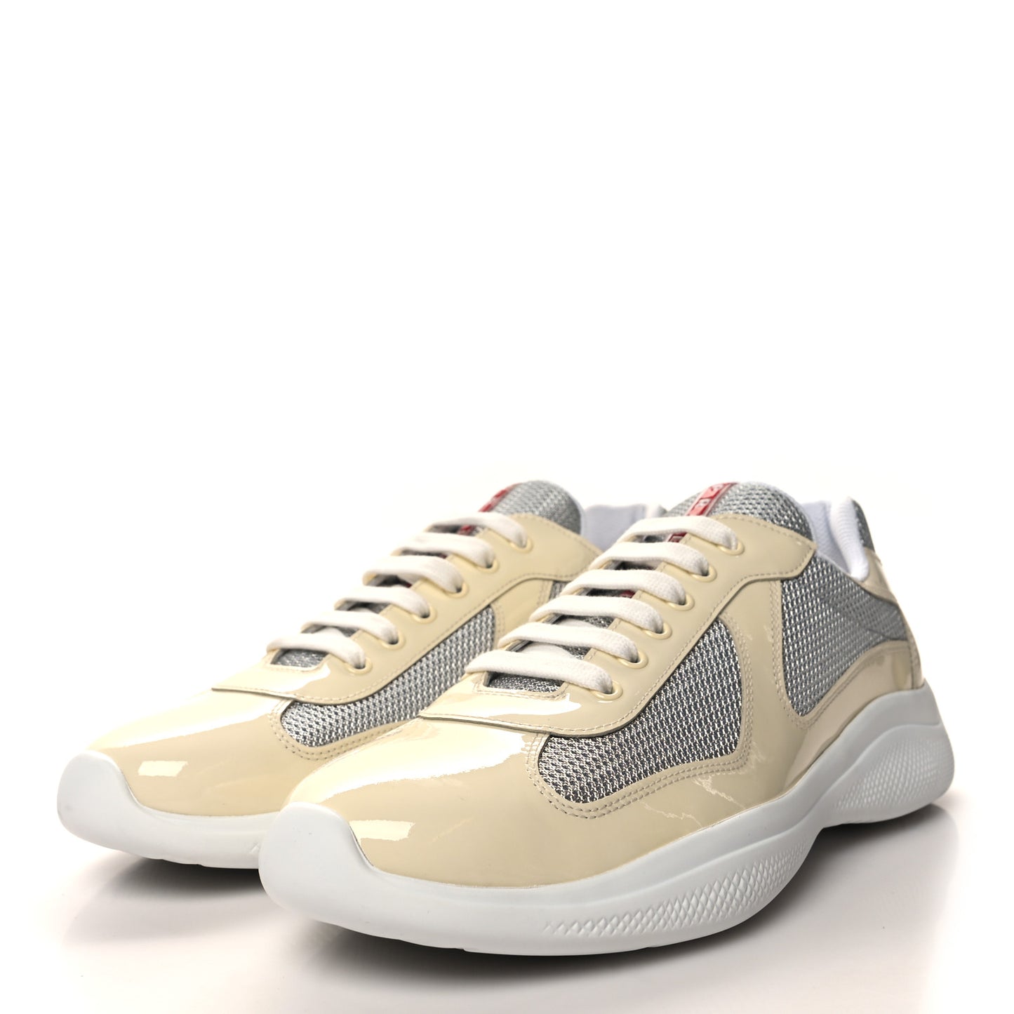 Patent Mens America's Cup Patchwork Sneakers 9 Vanilla Silver