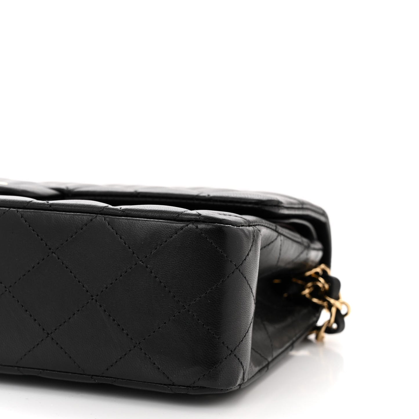 Lambskin Quilted Medium Double Flap Black